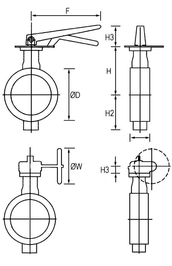 Aluminium Tomoe vlinderklep&nbsp;&nbsp;|&nbsp;&nbsp;KP-1010